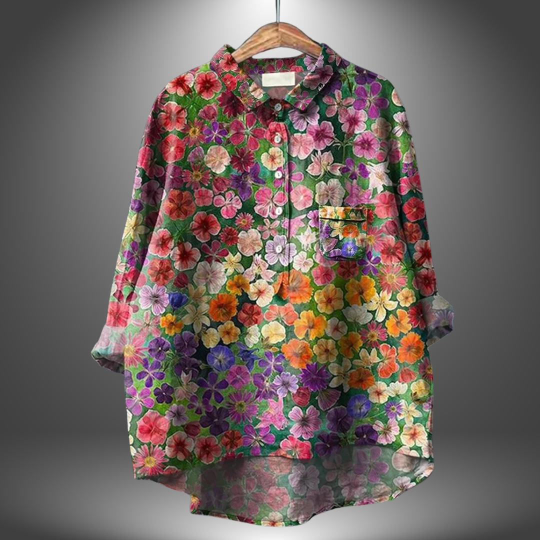 Luiza - Håndlavet Blomster Skjorte