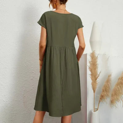 Cotton Round Neck Dress for Women