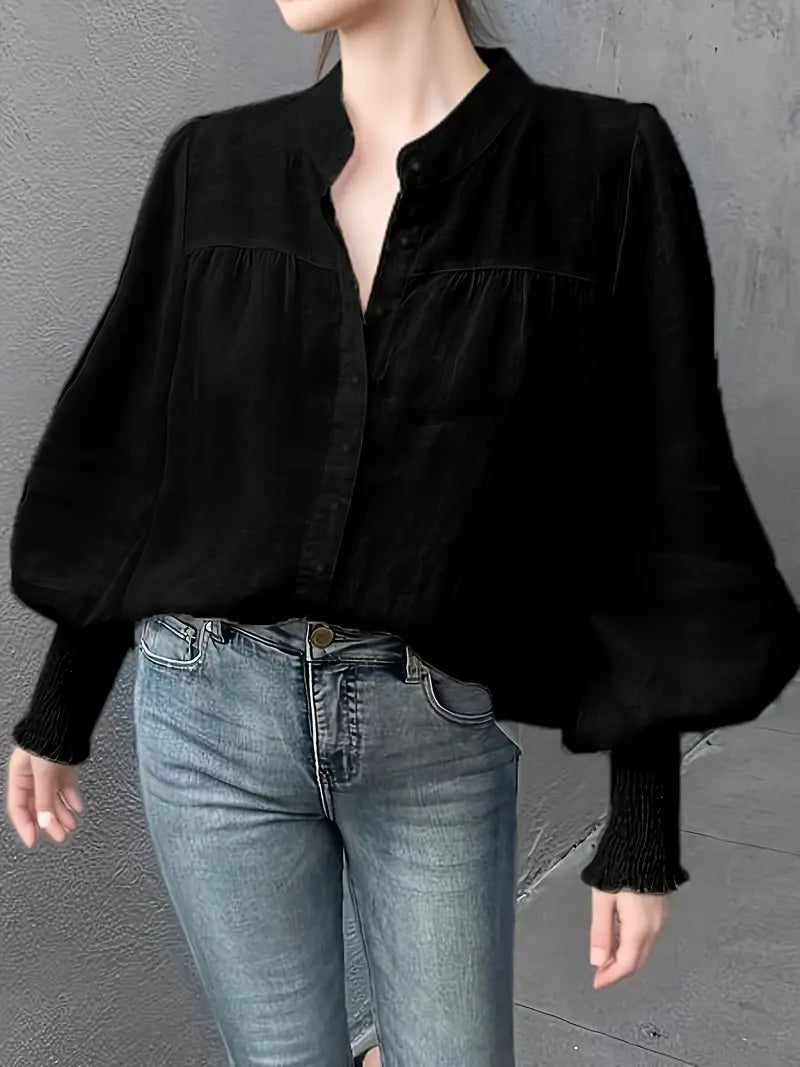 Albina™ - Ruched Blouse with Lantern Sleeves