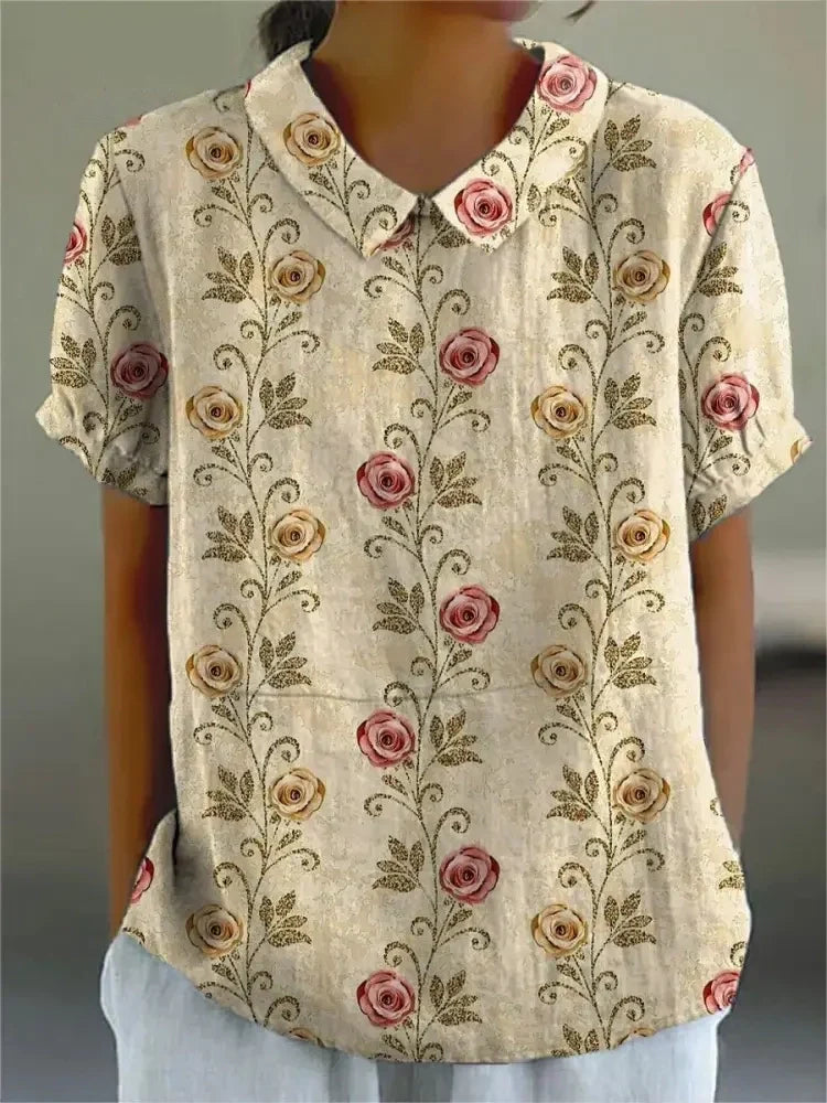Susie™ - Blouse en Coton et Lin avec Imprimé Floral