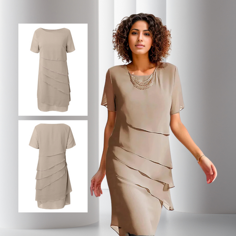 Wenke – Geplooide Chiffon Jurk