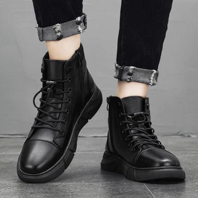 Schwarze Herren Lederstiefel
