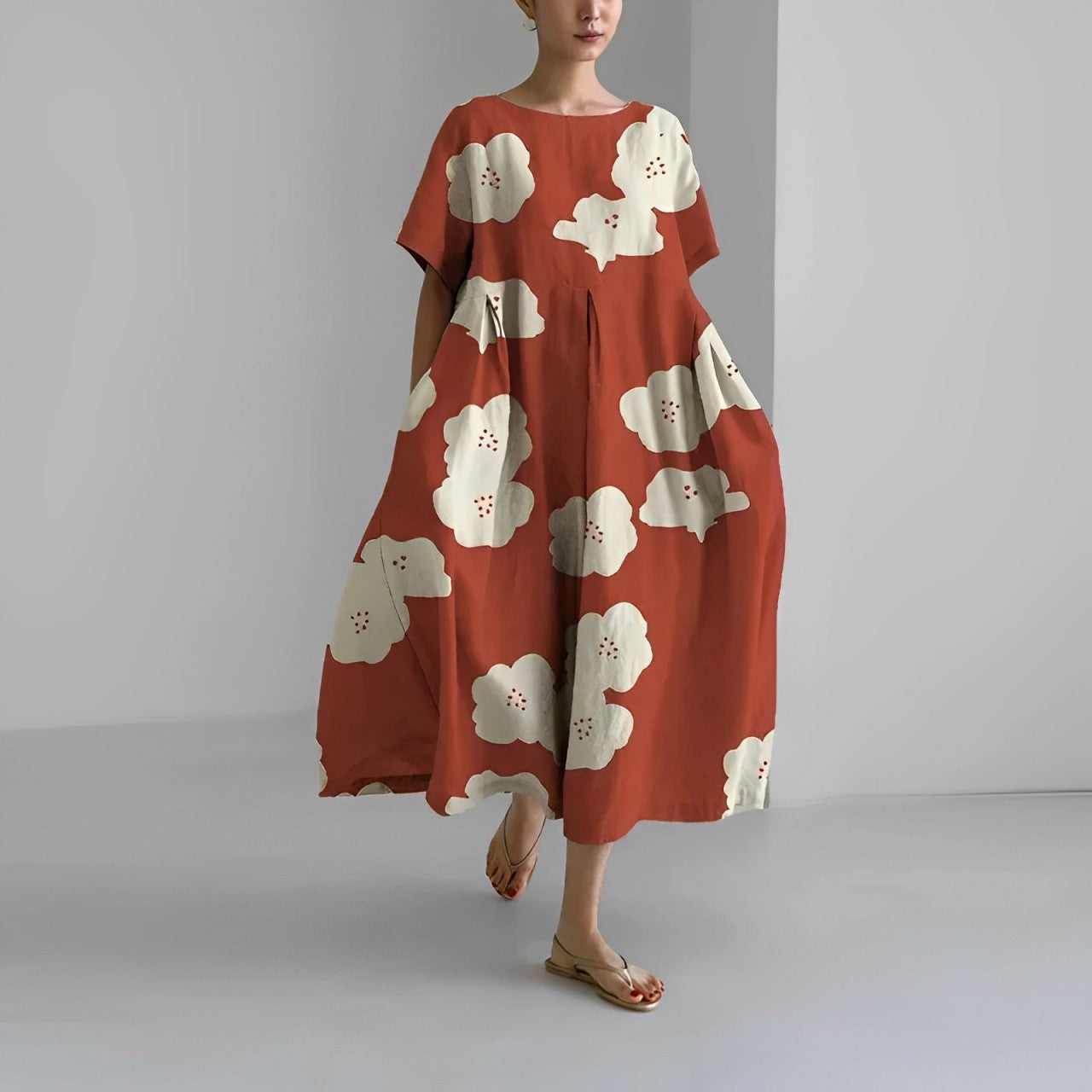 Adelia - Bohemian Dress with Floral Pattern