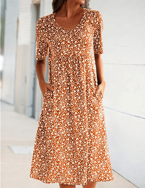 Alisha - Floral Dress with Round Neck