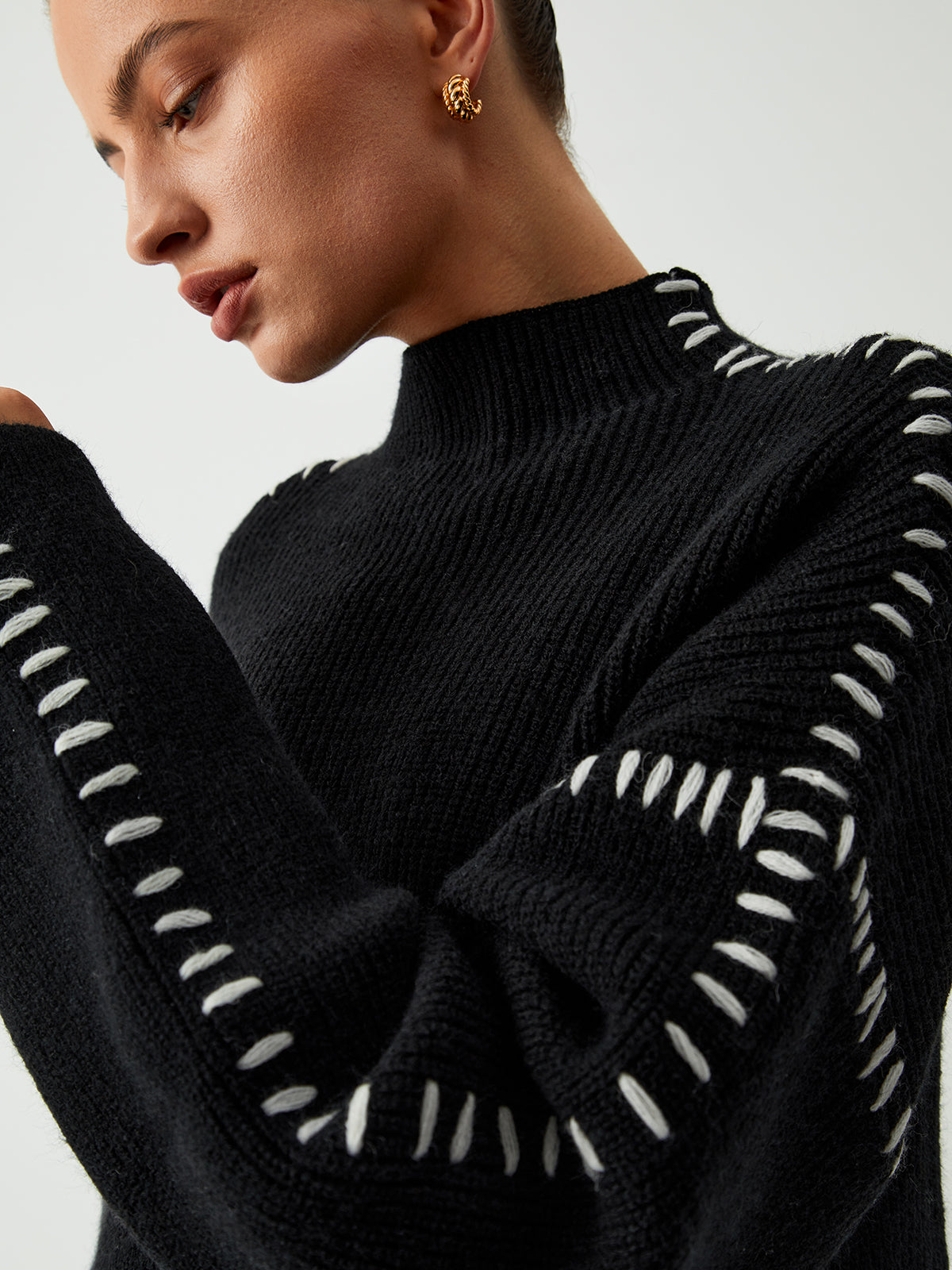 Marcella – Roll Neck Sweater with Piqué Stitch