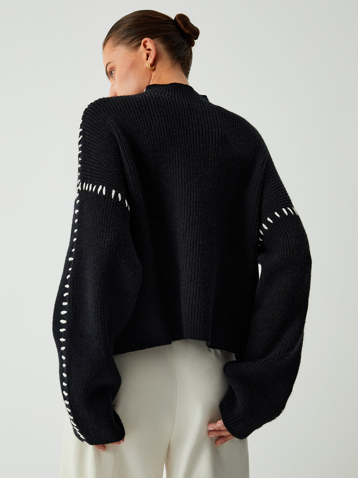 Marcella – Roll Neck Sweater with Piqué Stitch