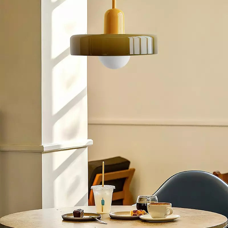 Bauhaus Pendant Light Made of Coloured Glass