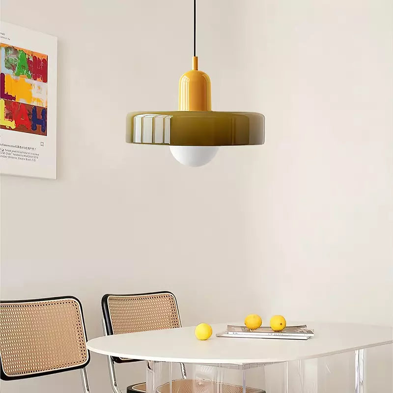 Bauhaus Pendant Light Made of Coloured Glass