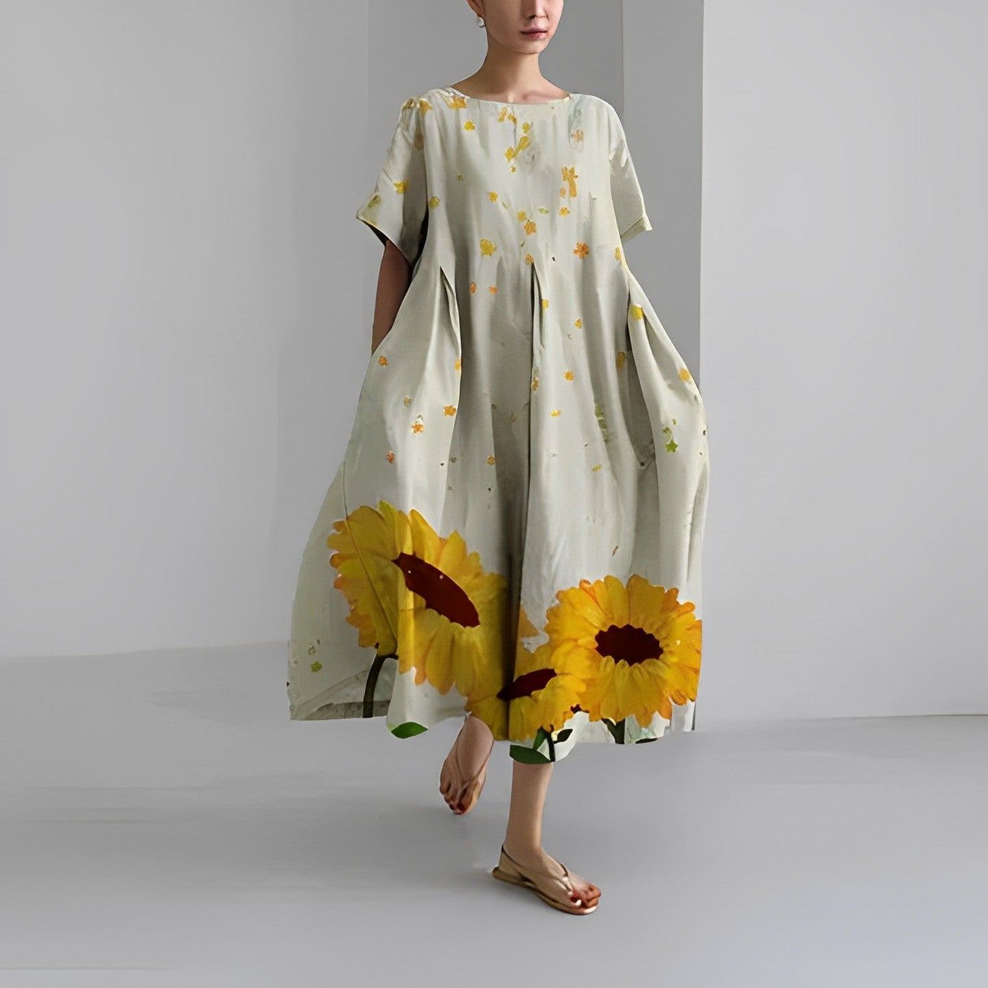 Adelia - Bohemian Dress with Floral Pattern
