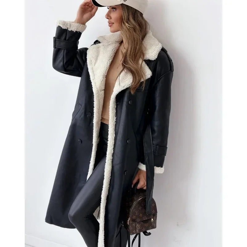 Caitlin – Stand Collar and Long Sleeves Wrap Coat