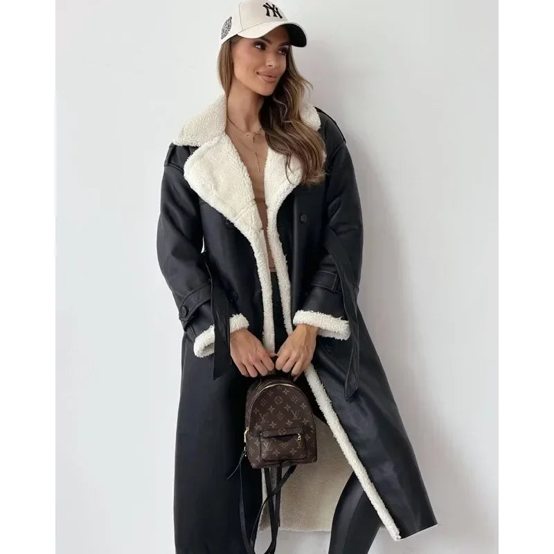 Caitlin – Stand Collar and Long Sleeves Wrap Coat