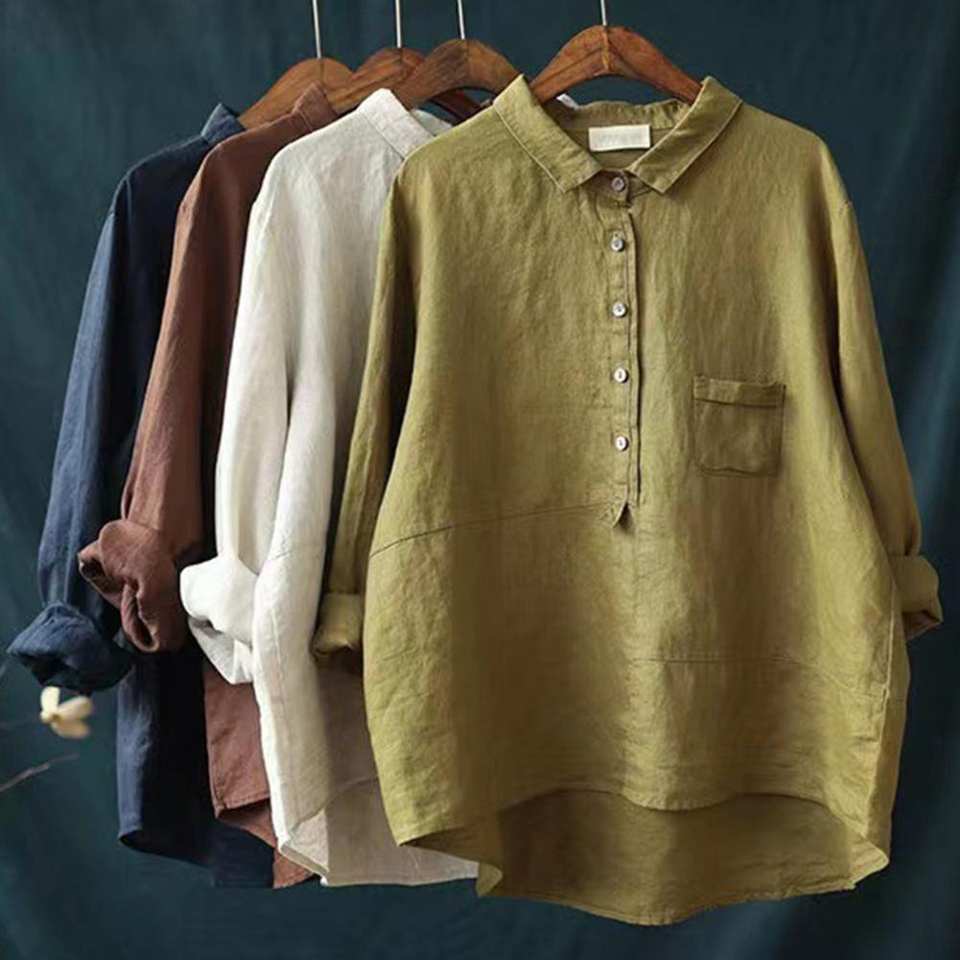 Winona – Long Sleeve Shirt with Front Pocket and Buttons