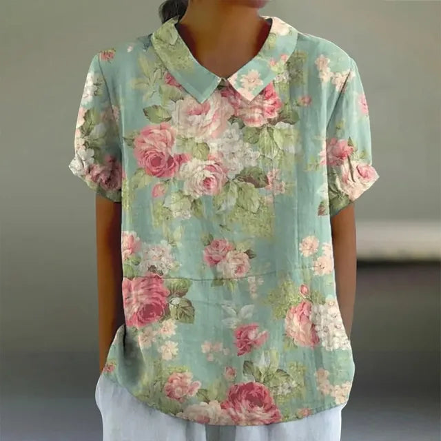 Susie™ - Blouse en Coton et Lin avec Imprimé Floral