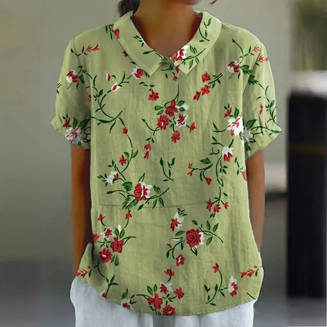 Susie™ - Blouse en Coton et Lin avec Imprimé Floral