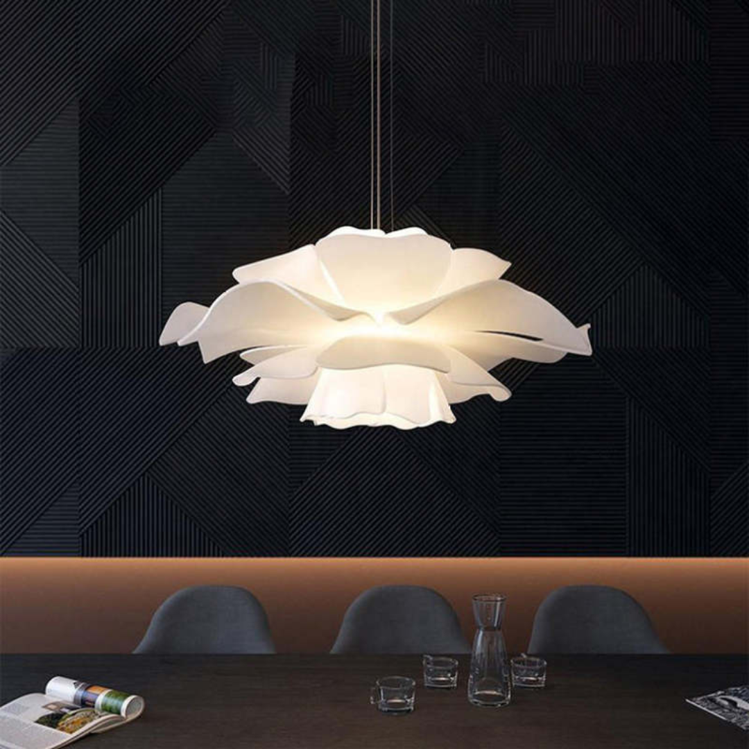 Design Pendellampe Blomst Hvid Metal - Sophia
