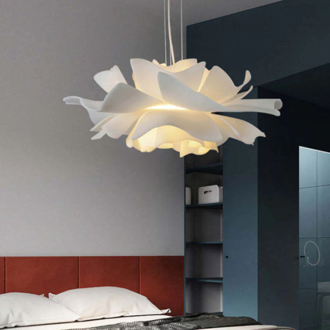 Design Pendellampe Blomst Hvid Metal - Sophia