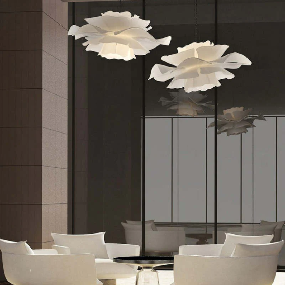 Design Pendellampe Blomst Hvid Metal - Sophia