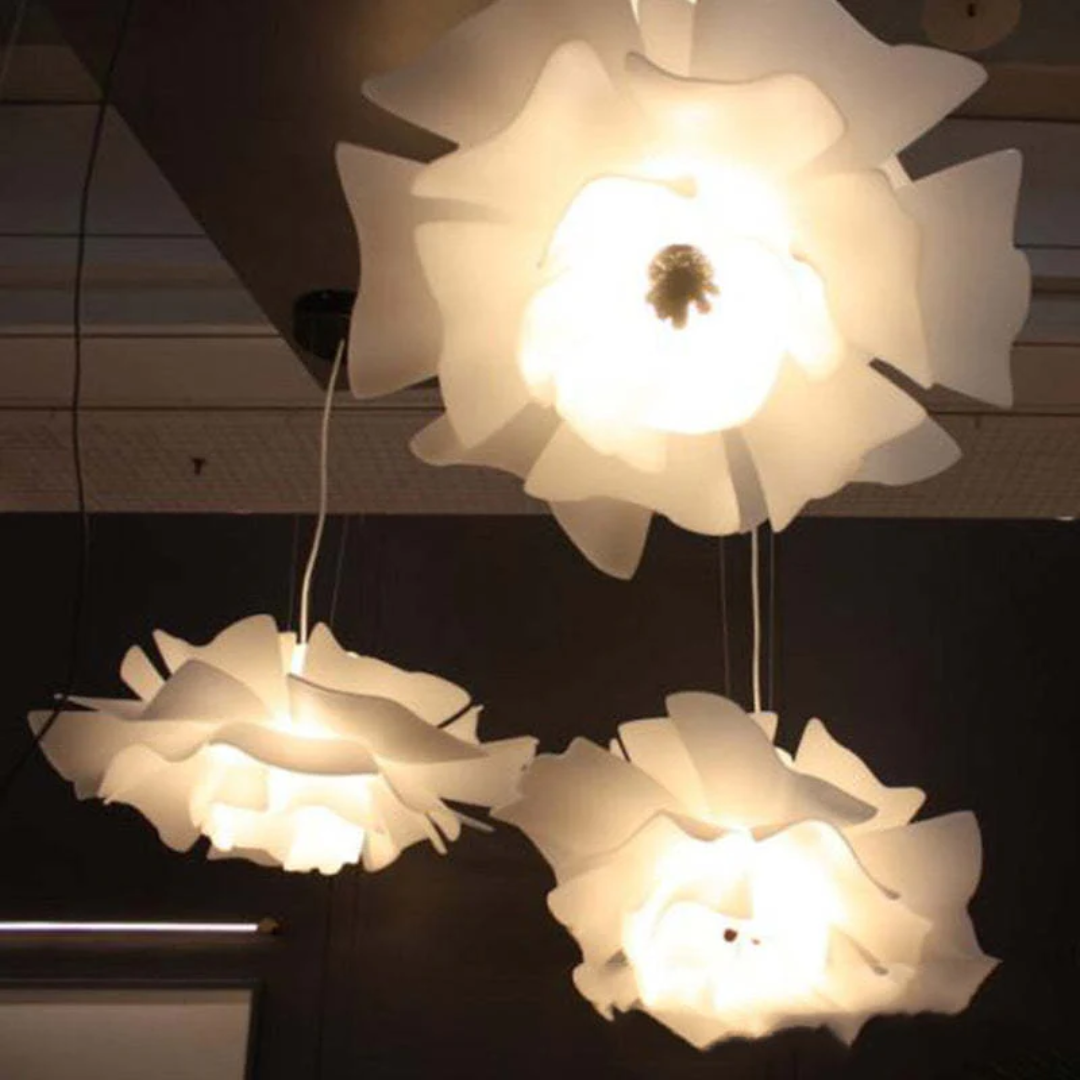 Design Pendellampe Blomst Hvid Metal - Sophia