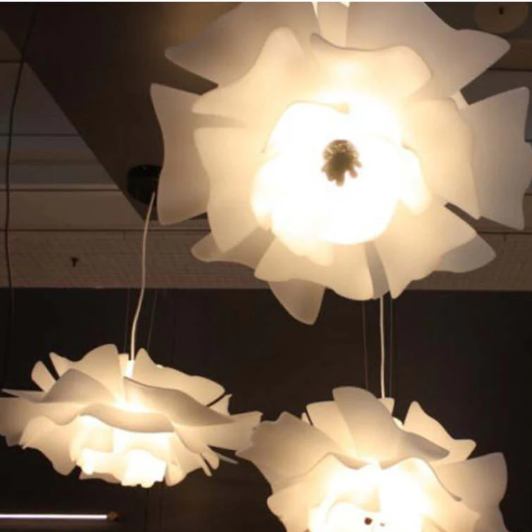 Design Pendellampe Blomst Hvid Metal - Sophia