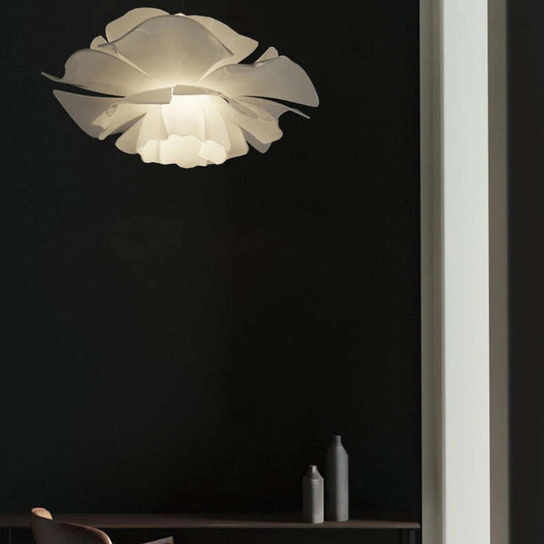 Design Pendellampe Blomst Hvid Metal - Sophia