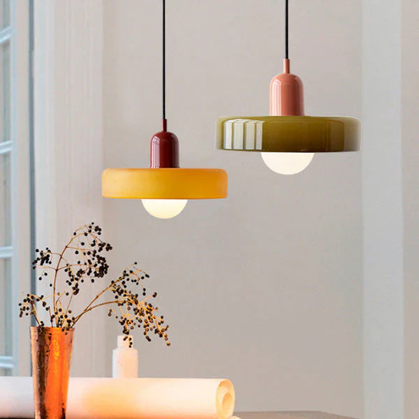 Bauhaus Pendant Light Made of Coloured Glass