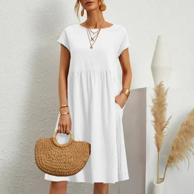 Cotton Round Neck Dress for Women