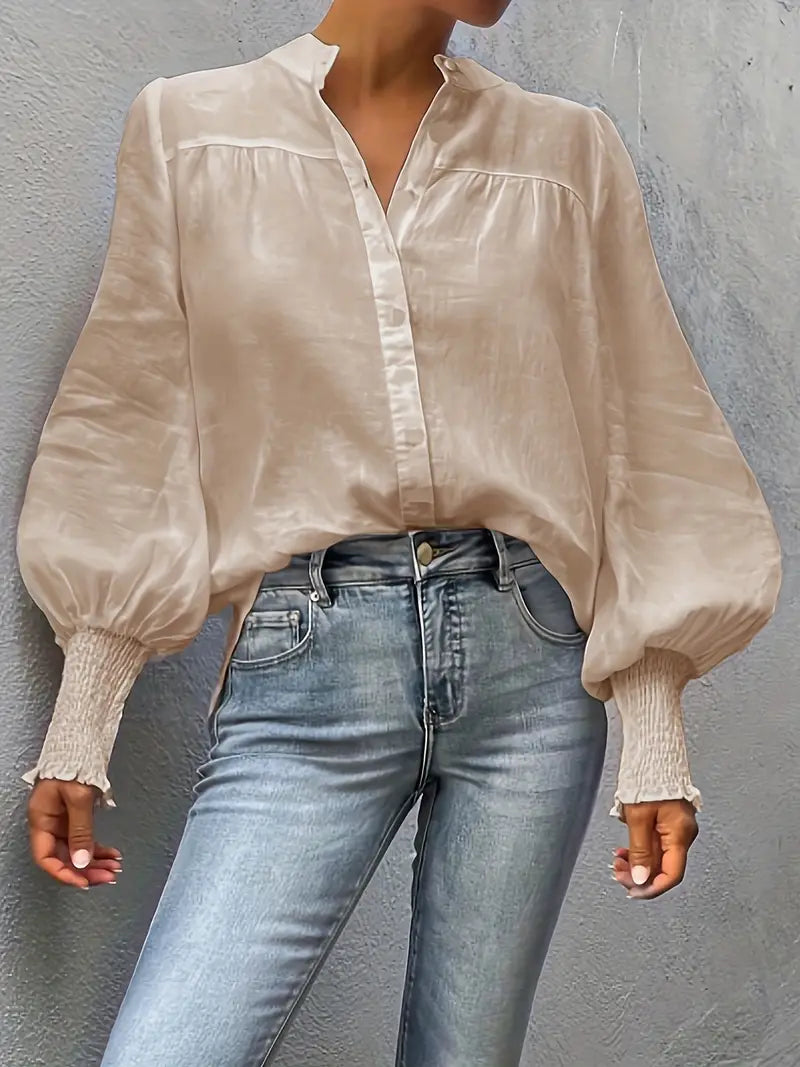 Albina™ - Ruched Blouse with Lantern Sleeves