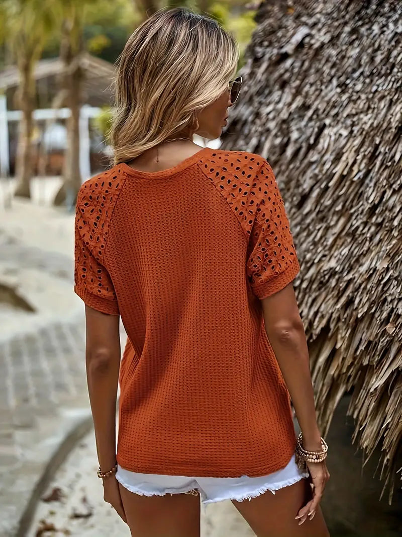 Barbara™ - T-Shirt with Round Neck and Eyelets
