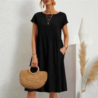Cotton Round Neck Dress for Women