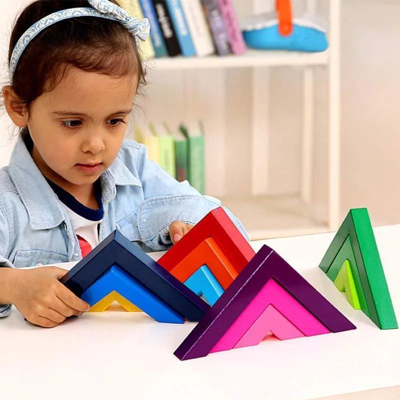 RainbowBlocks - Houten Regenboog Stapelspel voor Kinderen