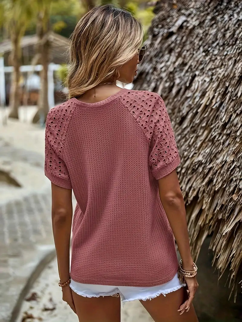 Barbara™ - T-Shirt with Round Neck and Eyelets
