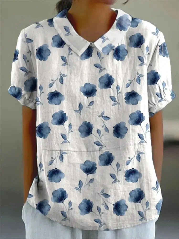 Susie™ - Blouse en Coton et Lin avec Imprimé Floral