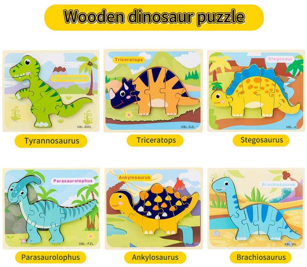 Bedst sælgende: 3D Dinosaur Puslespil 6 PACK