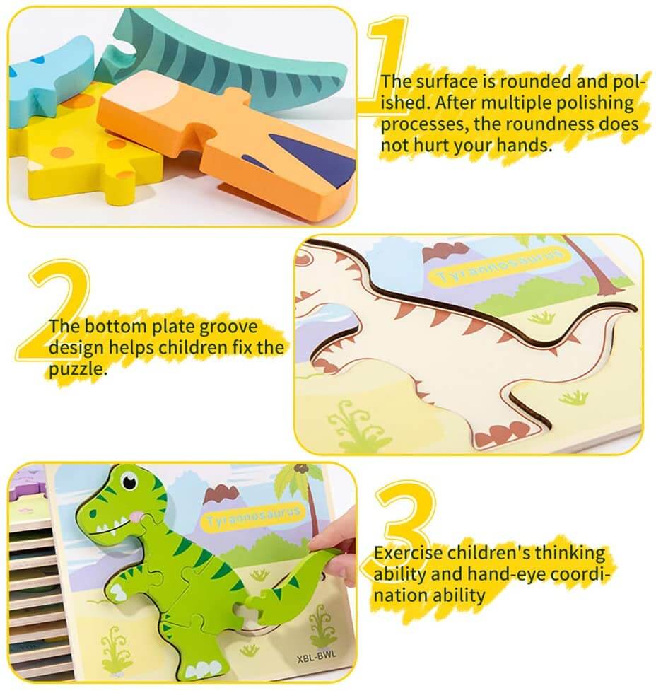 Bedst sælgende: 3D Dinosaur Puslespil 6 PACK