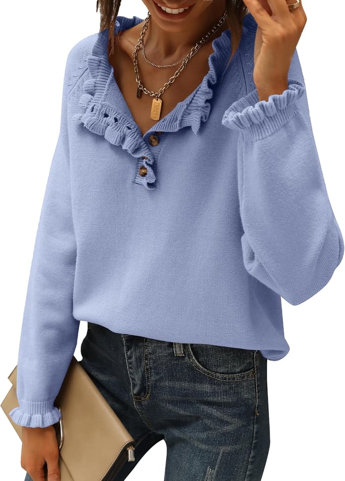Suzan - Casual Knit Jumper with Ruffle Detail