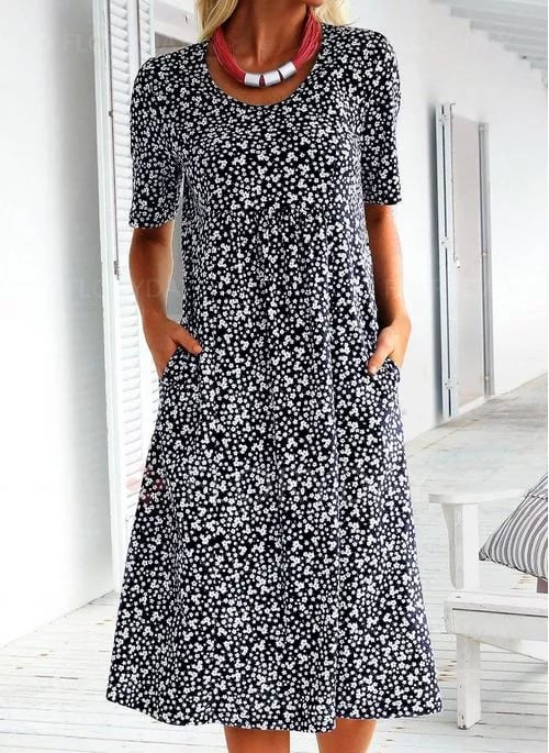 Alisha - Floral Dress with Round Neck
