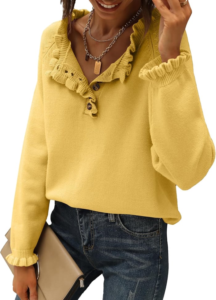 Suzan - Casual Knit Jumper with Ruffle Detail
