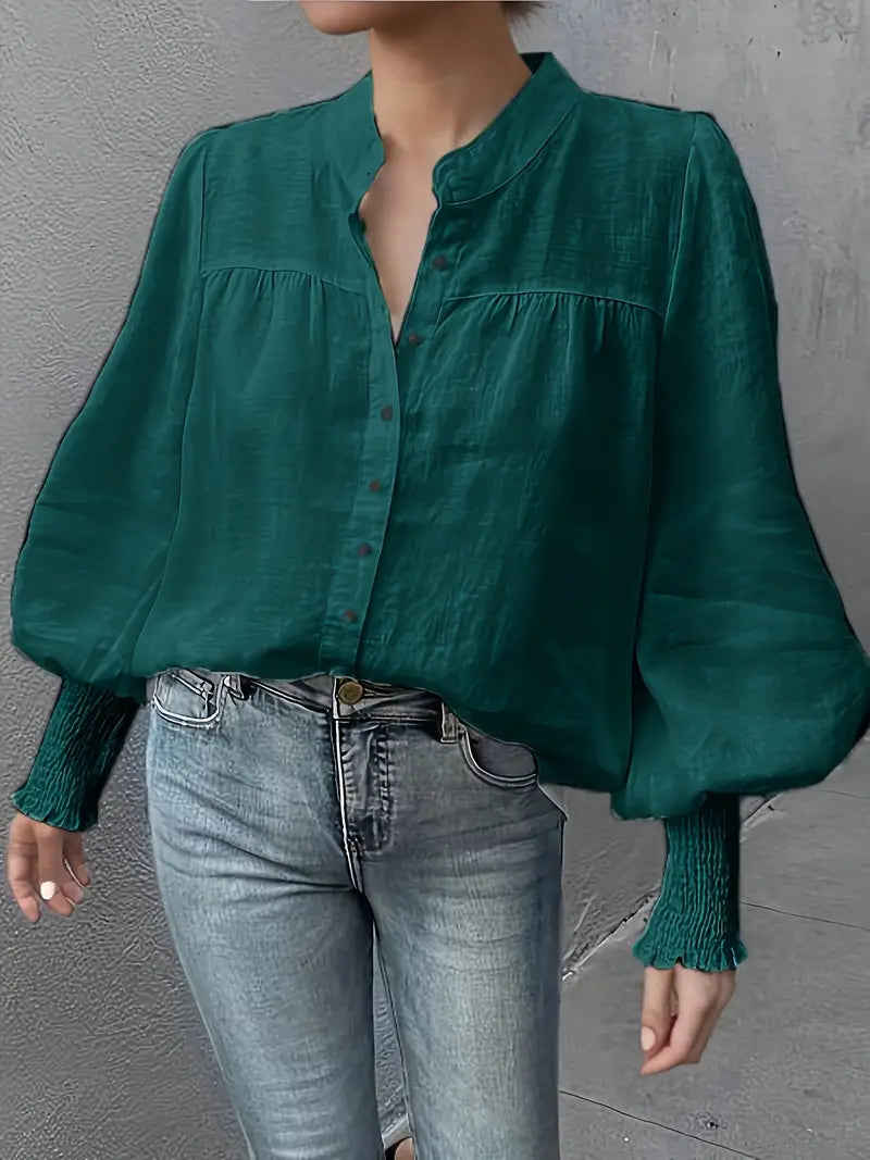 Albina™ - Ruched Blouse with Lantern Sleeves