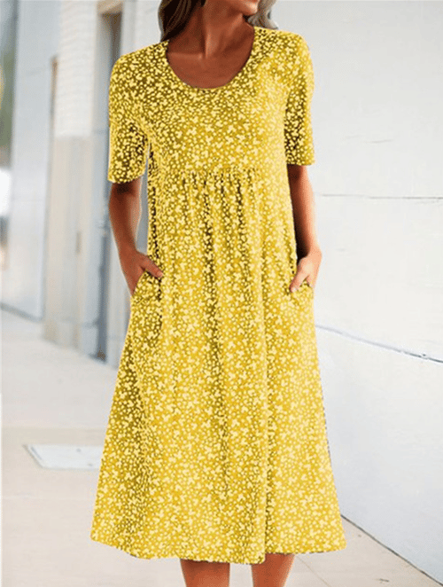Alisha - Floral Dress with Round Neck