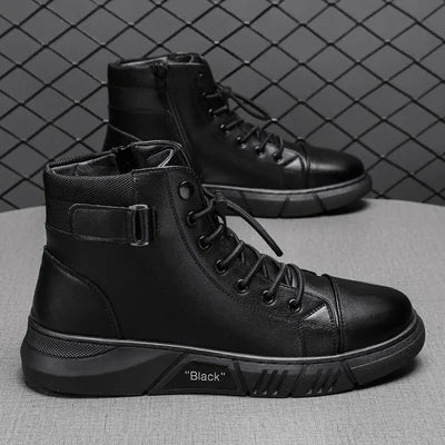 Schwarze Herren Lederstiefel