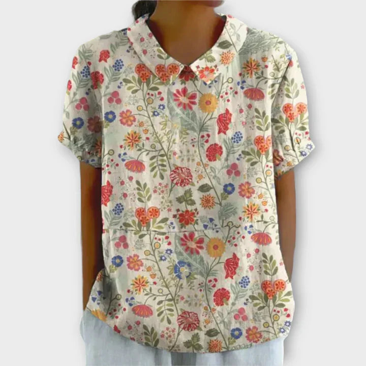 Charlotte™ | Bloemen Katoen en Linnen Blouse