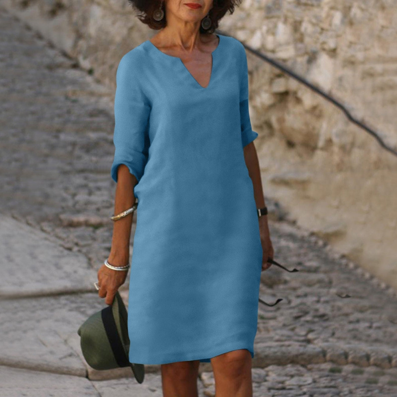Adele - Comfortable V-Neck Dress