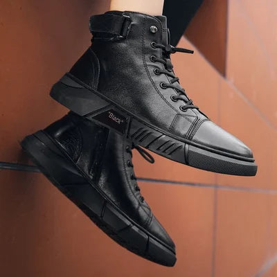 Schwarze Herren Lederstiefel