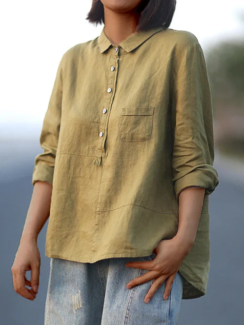 Winona – Long Sleeve Shirt with Front Pocket and Buttons