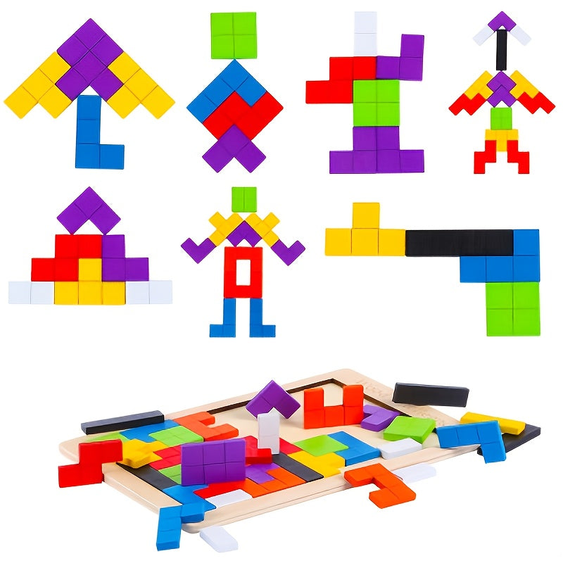 TangramIQ - Wooden 3D Brain Teaser for Children Educational Montessori Toy