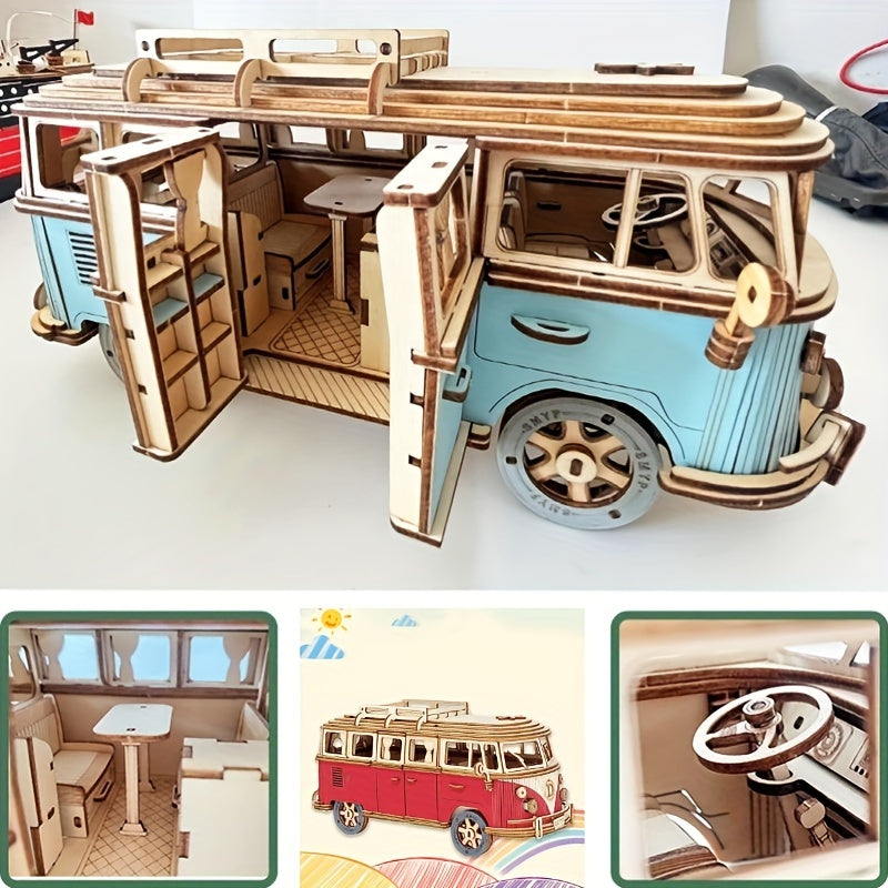 ArtiCraft - Træ 3D Puslespil Camper til Børn og Voksne