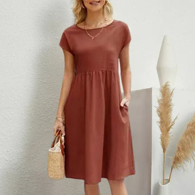 Cotton Round Neck Dress for Women