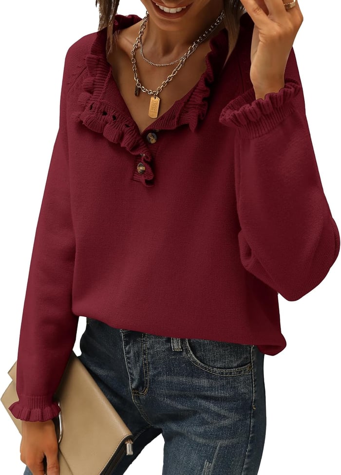 Suzan - Casual Knit Jumper with Ruffle Detail