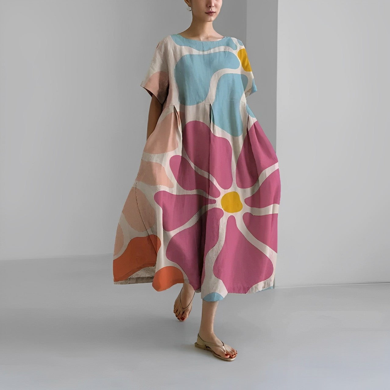 Adelia - Bohemian Dress with Floral Pattern
