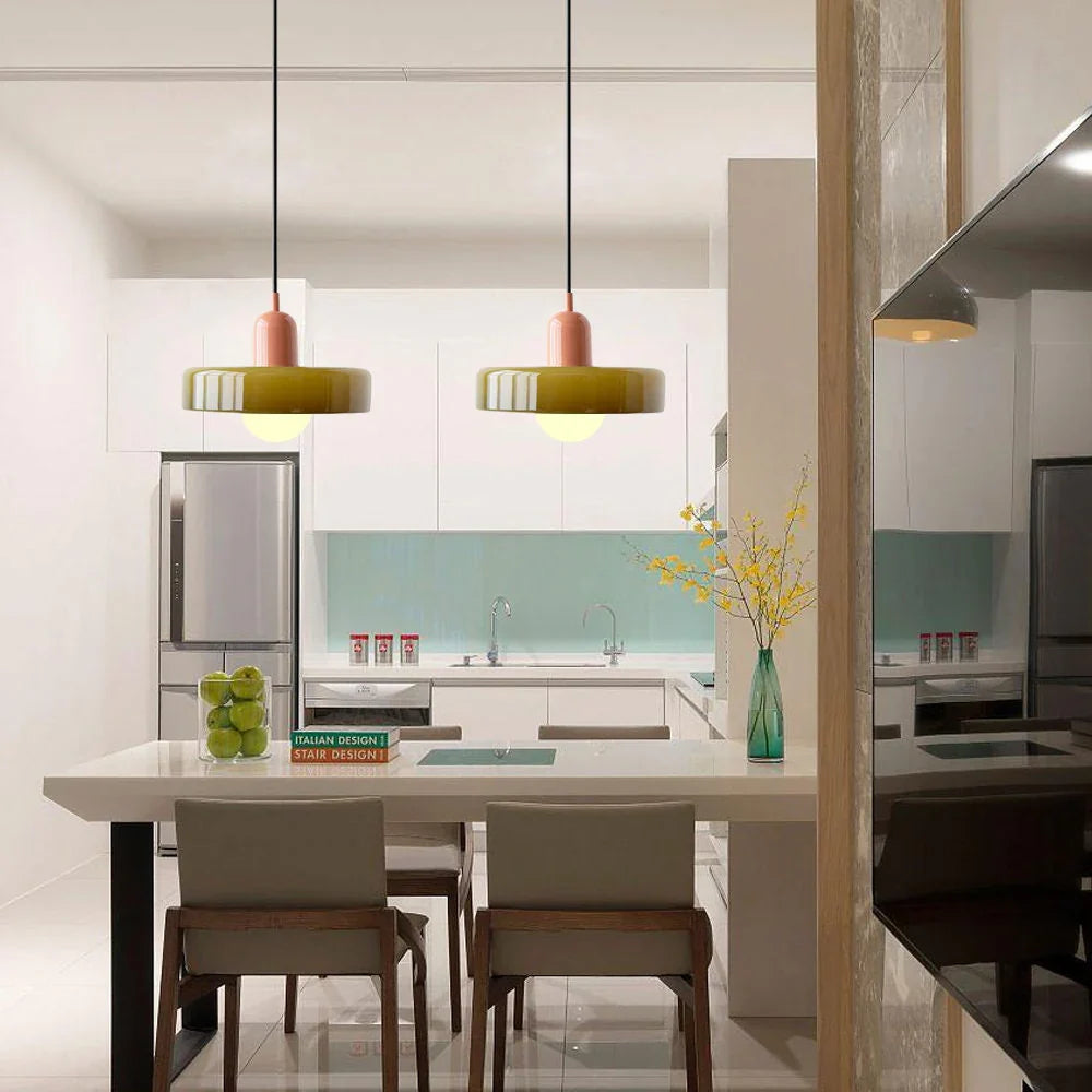 Bauhaus Pendant Light Made of Coloured Glass